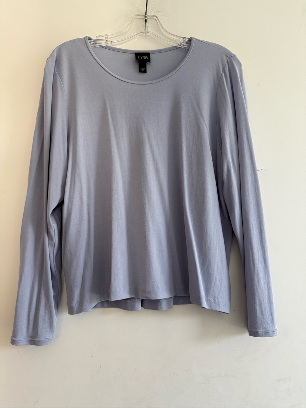 Eileen Fisher Periwinkle  Long Sleeve Crewneck Top Size XL Washable Silk